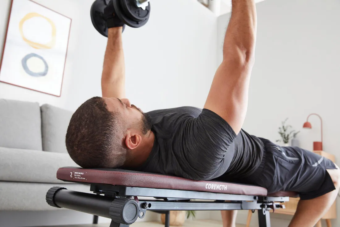 Fold-Down Incline Weights Bench with Leg Bar 500 Fold