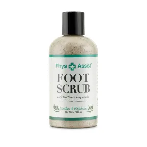 Foot Scrub 8 Oz. with Tea Tree, Peppermint Soothes and Exfoliates Promoting a Deep Cooling Sensation Leaving Feet Feeling Calm and Refreshed.