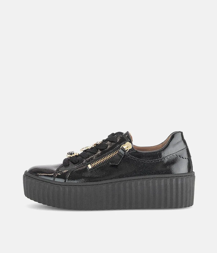 Gabor Sporty Luxe Black Patent Sneaker