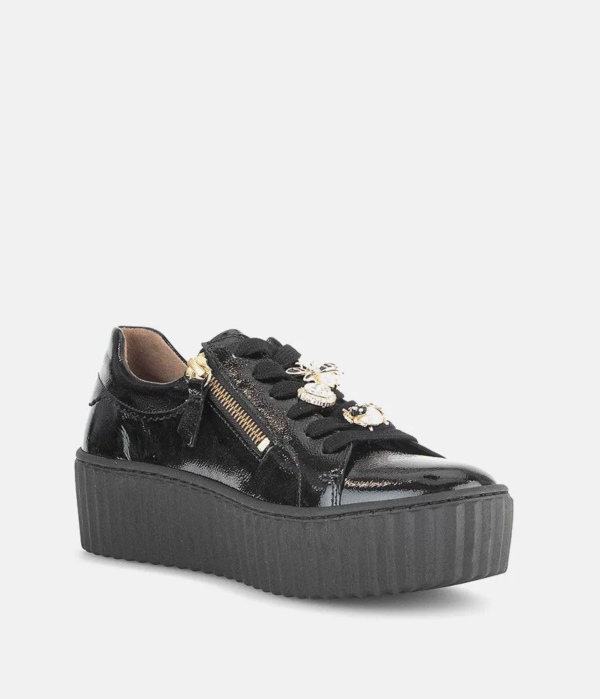 Gabor Sporty Luxe Black Patent Sneaker