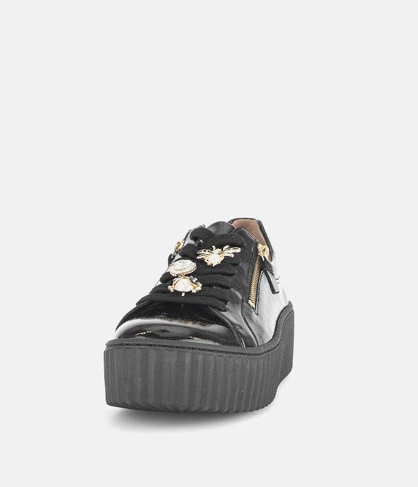 Gabor Sporty Luxe Black Patent Sneaker