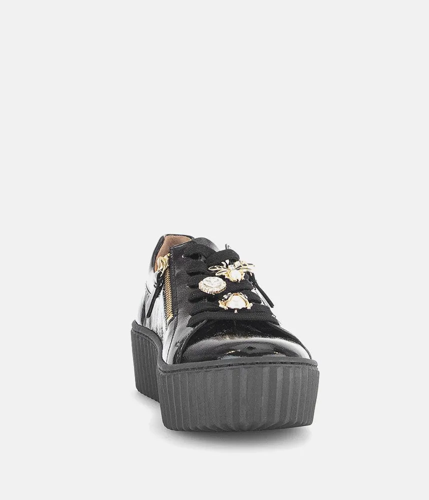 Gabor Sporty Luxe Black Patent Sneaker