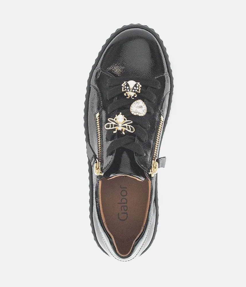 Gabor Sporty Luxe Black Patent Sneaker