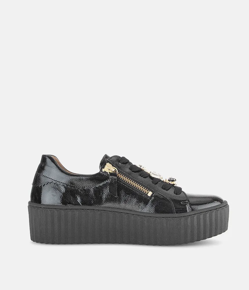 Gabor Sporty Luxe Black Patent Sneaker