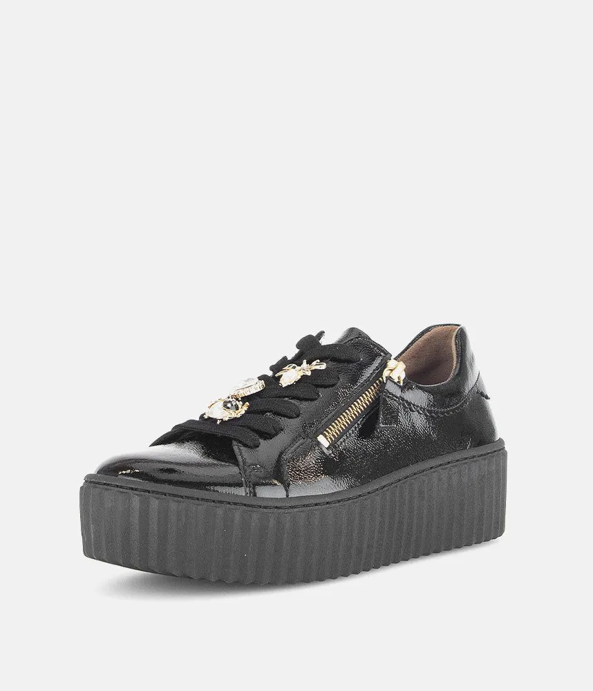 Gabor Sporty Luxe Black Patent Sneaker