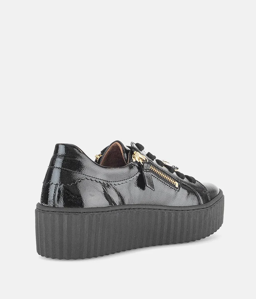Gabor Sporty Luxe Black Patent Sneaker