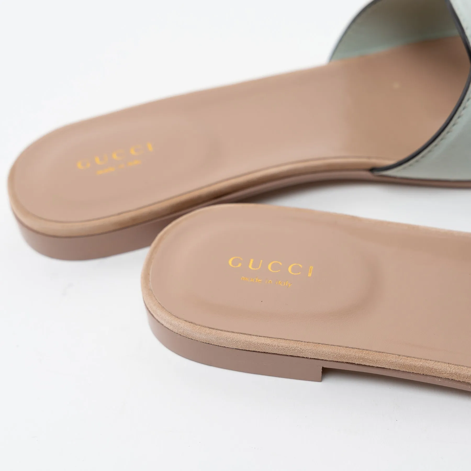 Gucci Sage Suede Interlocking G Slide Sandals Size 42