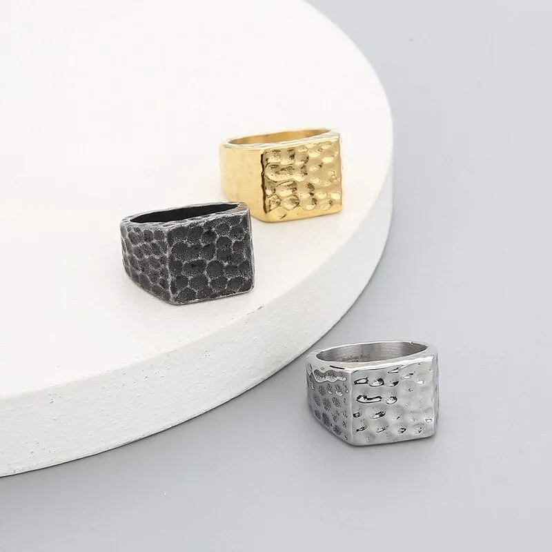Hammered Cube Ring