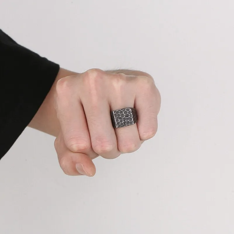 Hammered Cube Ring