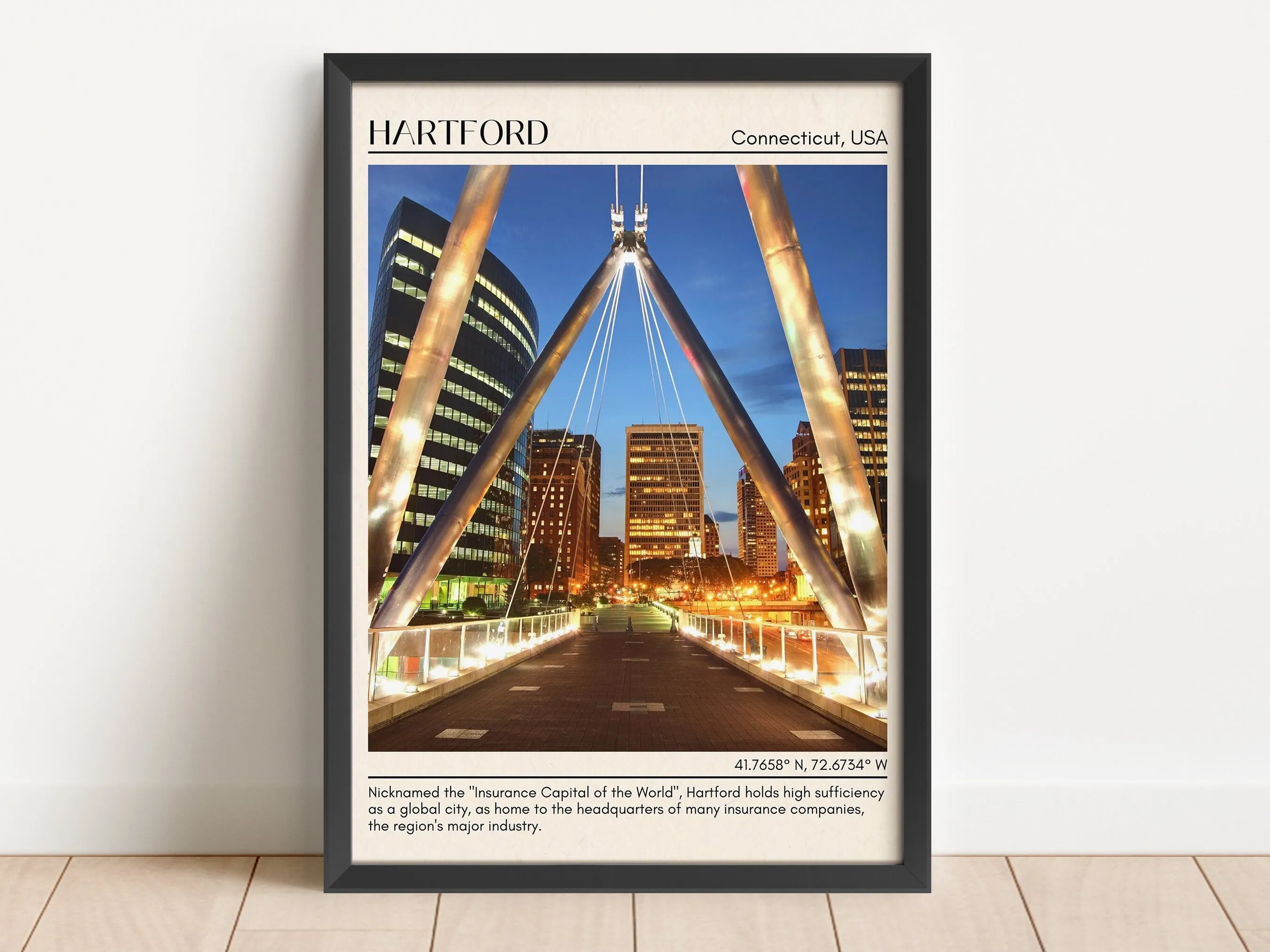 Hartford Minimal Wall Art, Connecticut, USA