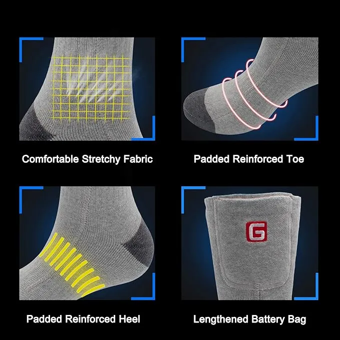 Heated Socks Rechargeable Electric Battery Heating Socks for Men Women with 3 Adjustable Heating Levels for Skiing Riding Hunting