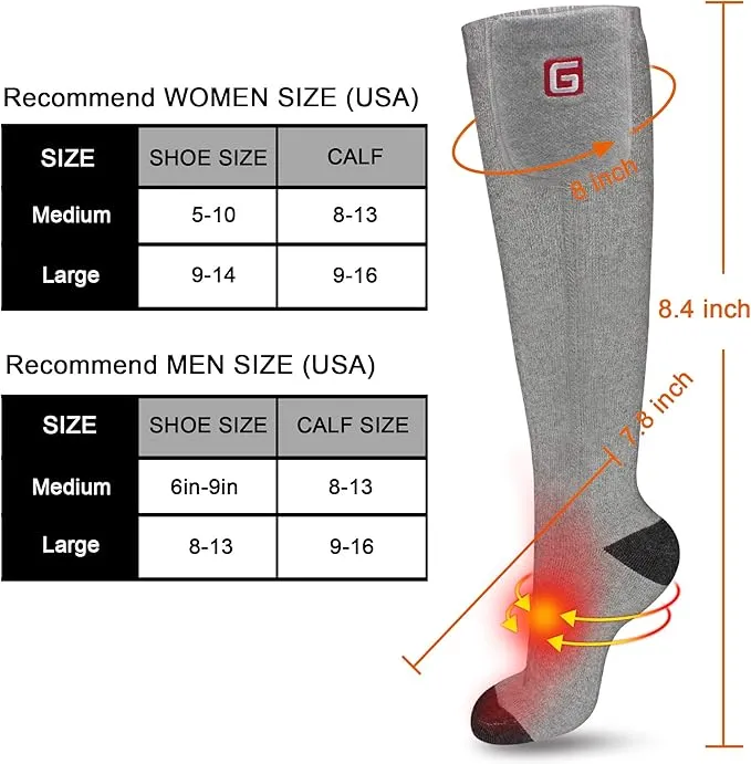 Heated Socks Rechargeable Electric Battery Heating Socks for Men Women with 3 Adjustable Heating Levels for Skiing Riding Hunting