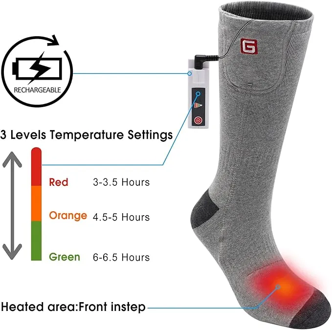 Heated Socks Rechargeable Electric Battery Heating Socks for Men Women with 3 Adjustable Heating Levels for Skiing Riding Hunting