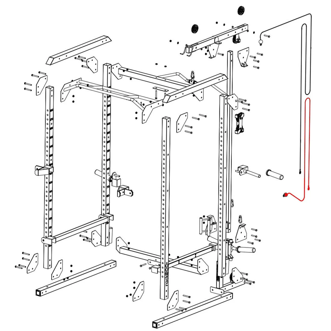 High & Low Cable Kit - Spare Part for Weight Training Rack 900