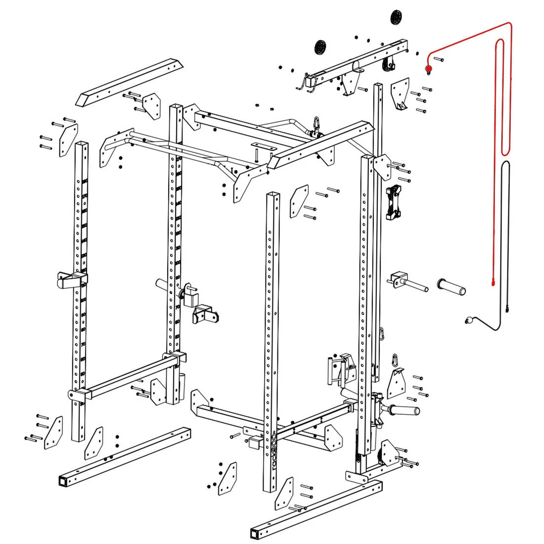 High & Low Cable Kit - Spare Part for Weight Training Rack 900