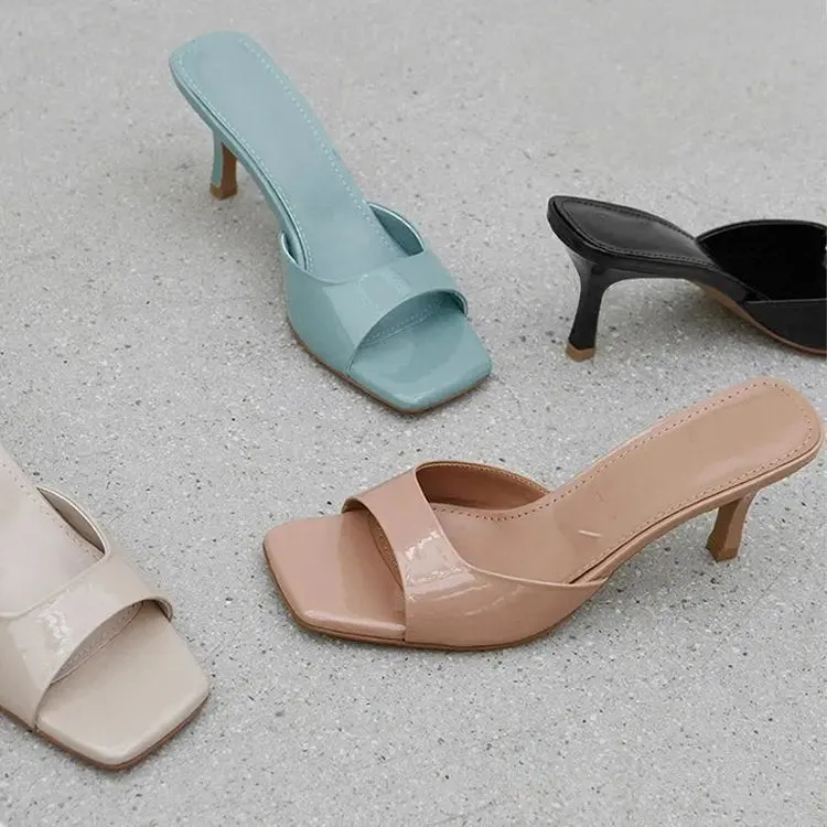 High-heeled sandal slippers-New British style women's slippers