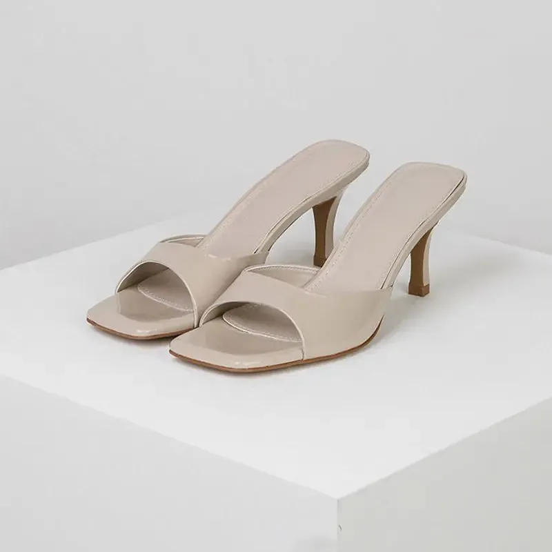 High-heeled sandal slippers-New British style women's slippers