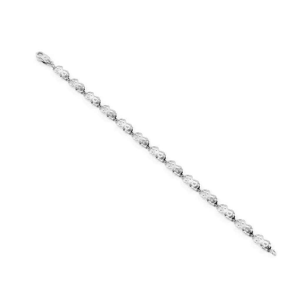 Infinity Bracelet 14k Solid White Gold Handmade, Tennis Bracelet, Designer Bracelet, White Gold Bracelet, Diamond Bracelet