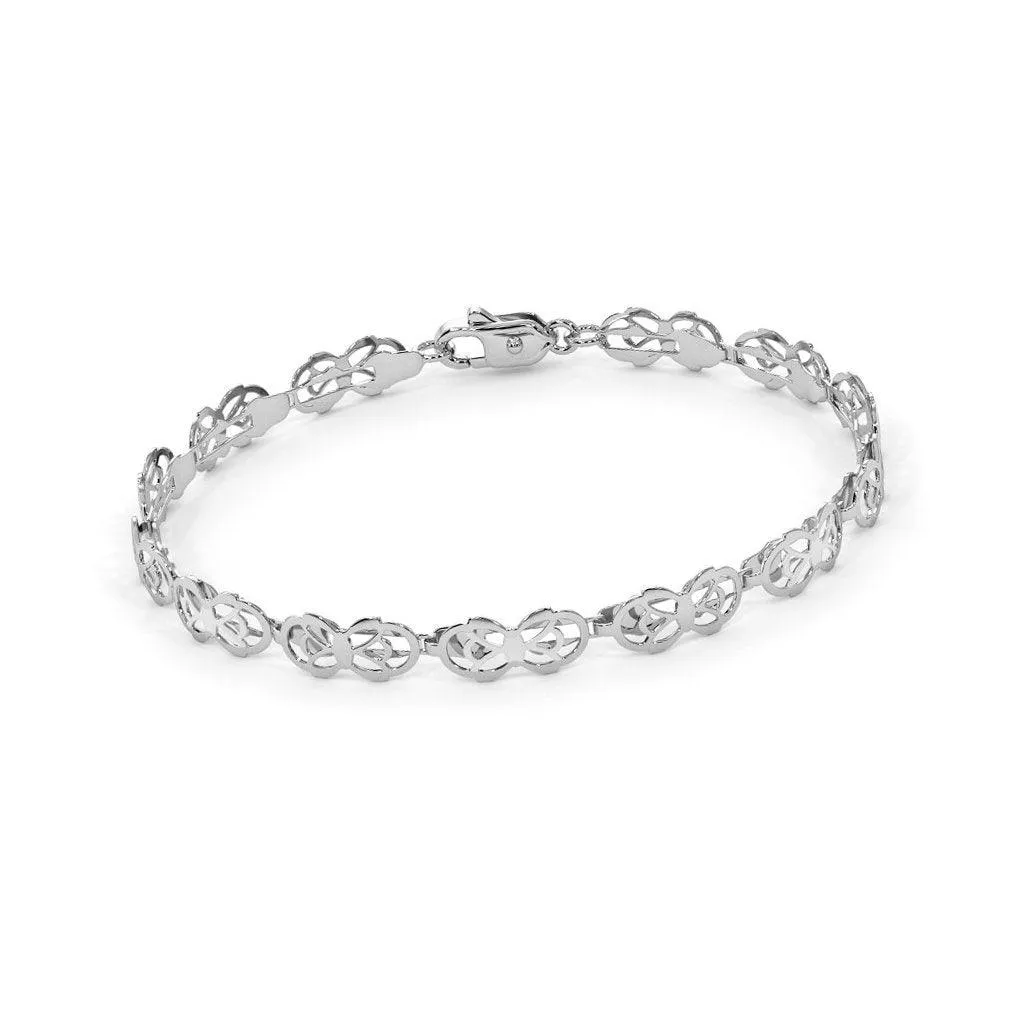 Infinity Bracelet 14k Solid White Gold Handmade, Tennis Bracelet, Designer Bracelet, White Gold Bracelet, Diamond Bracelet