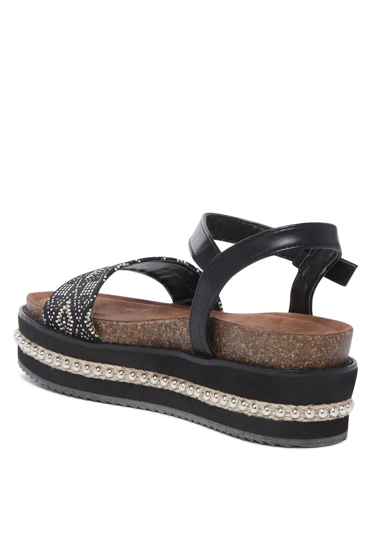 Jackie Beaded and Pattern Detail Sandals