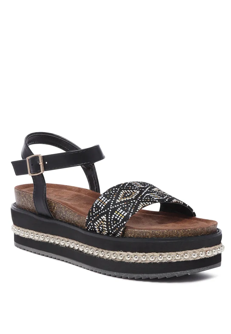 Jackie Beaded and Pattern Detail Sandals