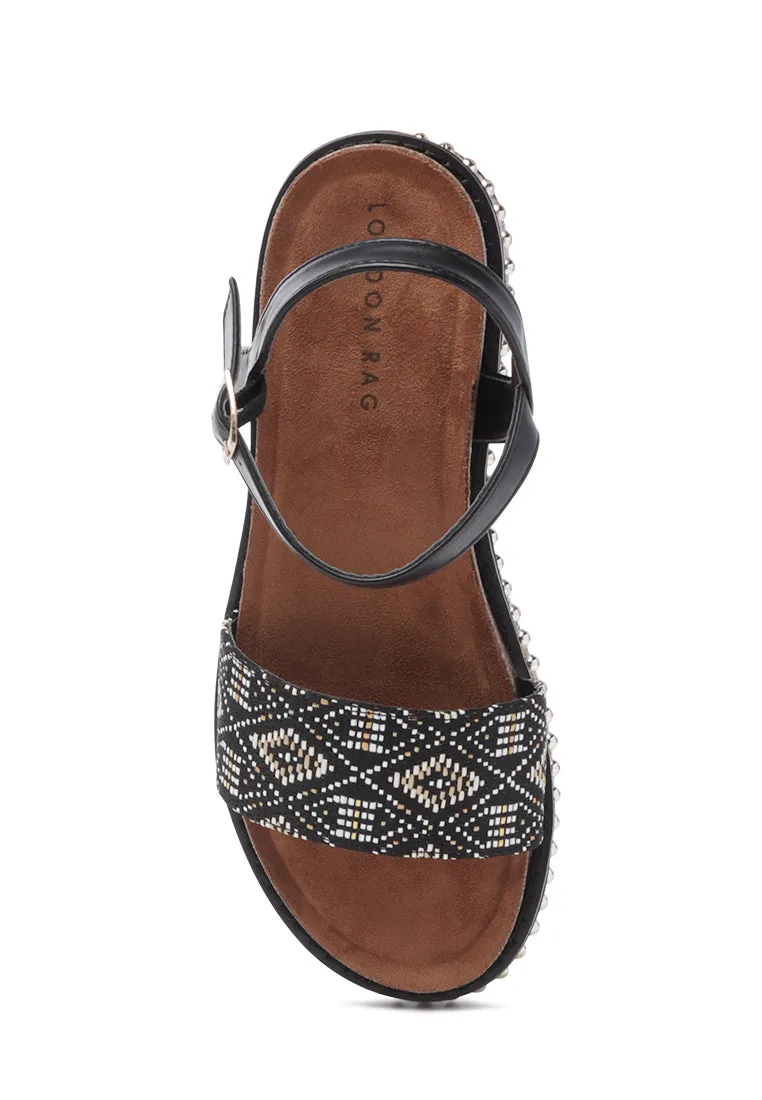 Jackie Beaded and Pattern Detail Sandals