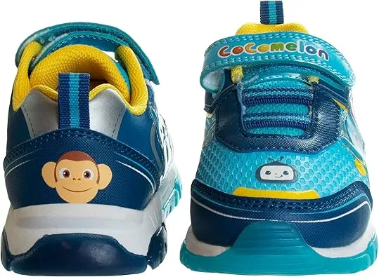 Josmo Boys and Girls Cocomelon Shoes- Kids Unisex Cocomelon JJ Laceless Light-Up Toddler Tennis Sport Athletic Sneakers - Yellow/Blue (Toddler - Little Kid)