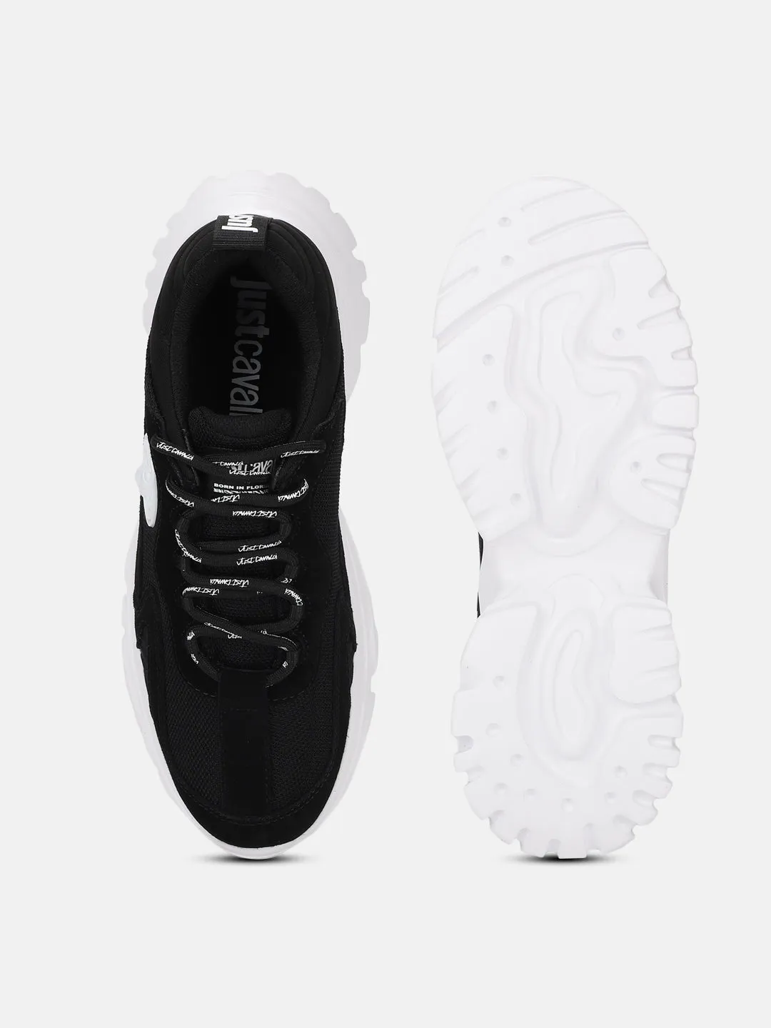 Just Cavalli Men Black Solid Lace-up Sneakers