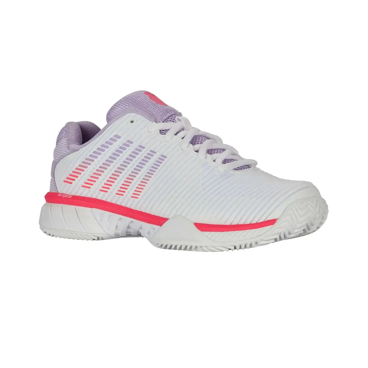 K-Swiss Hypercourt Express 2 Clay Ladies Tennis Shoe (White/Orchid Petal/Neon Blaze)