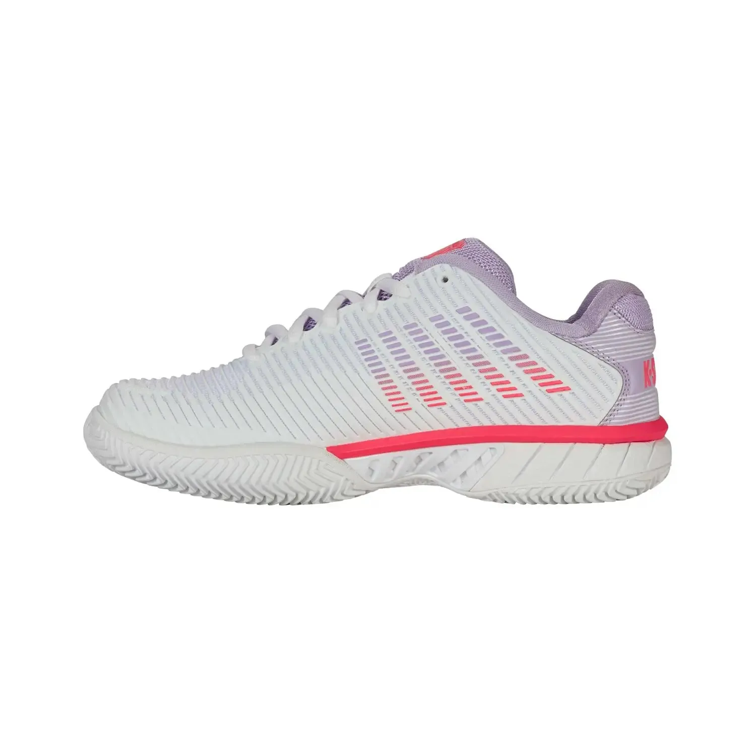 K-Swiss Hypercourt Express 2 Clay Ladies Tennis Shoe (White/Orchid Petal/Neon Blaze)