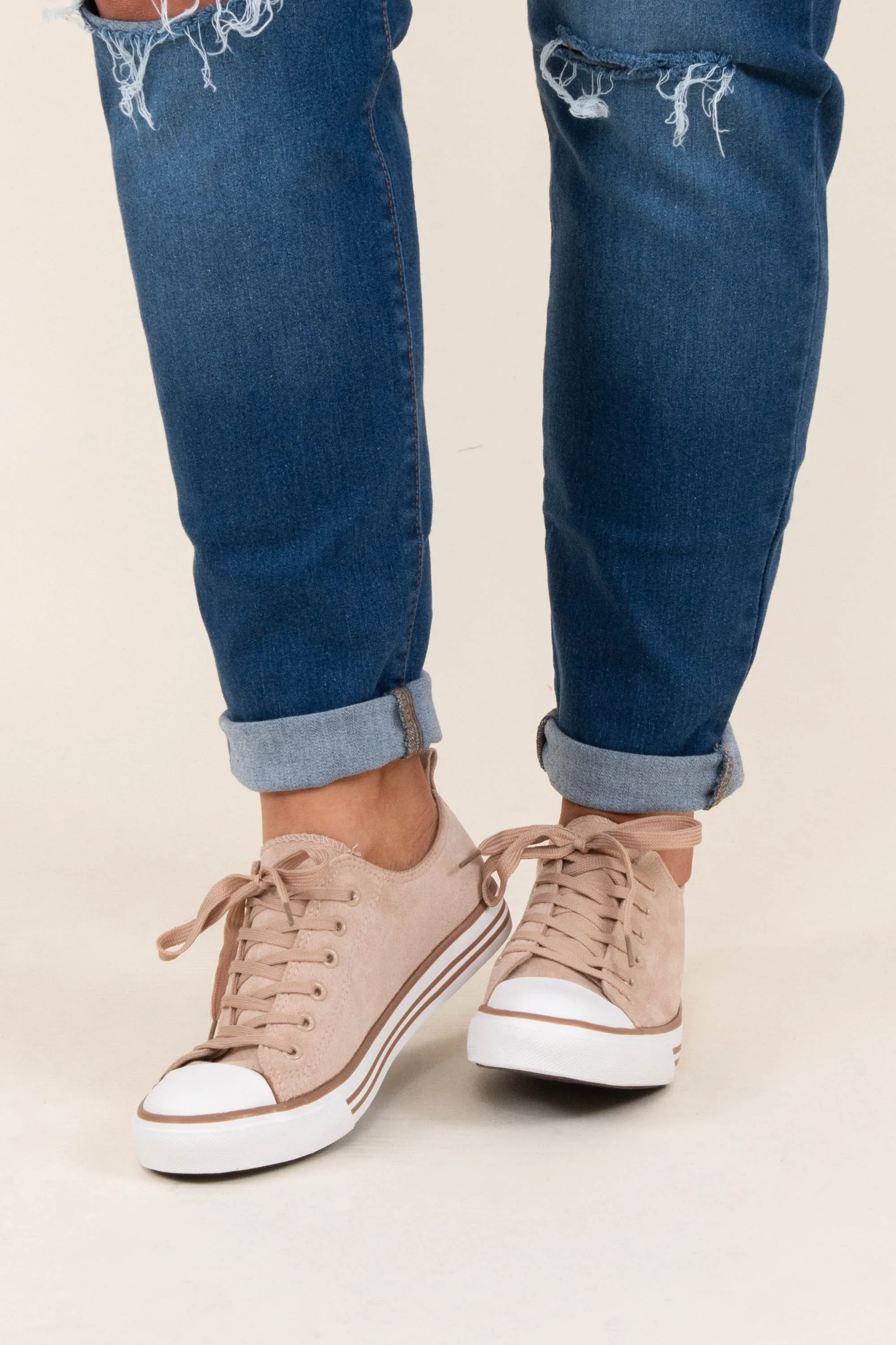Lace The Consequences Sneakers, Taupe