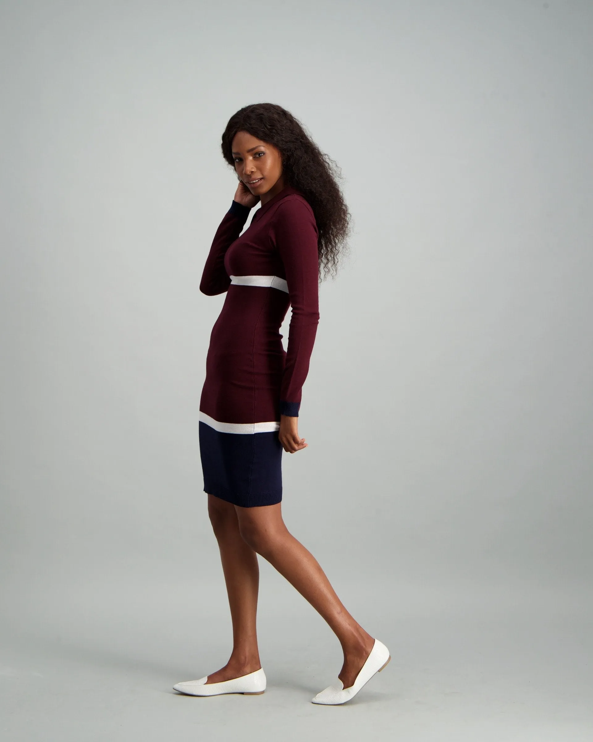 Ladies Colour Block Knit Dress