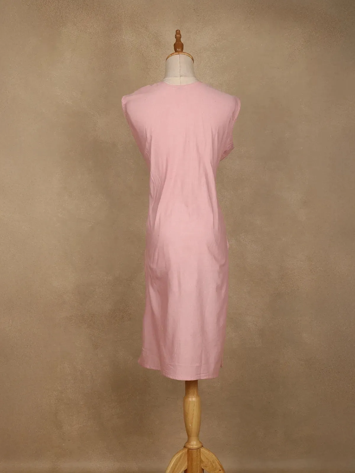 Light Pink Floral Designed Cotton Kurti