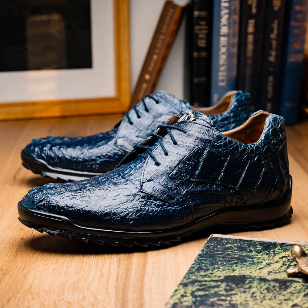 Marco Di Milano Kratos in Navy Caiman Crocodile Sneakers