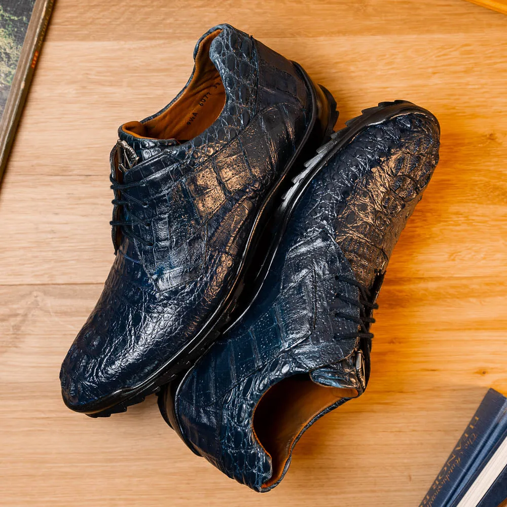 Marco Di Milano Kratos in Navy Caiman Crocodile Sneakers