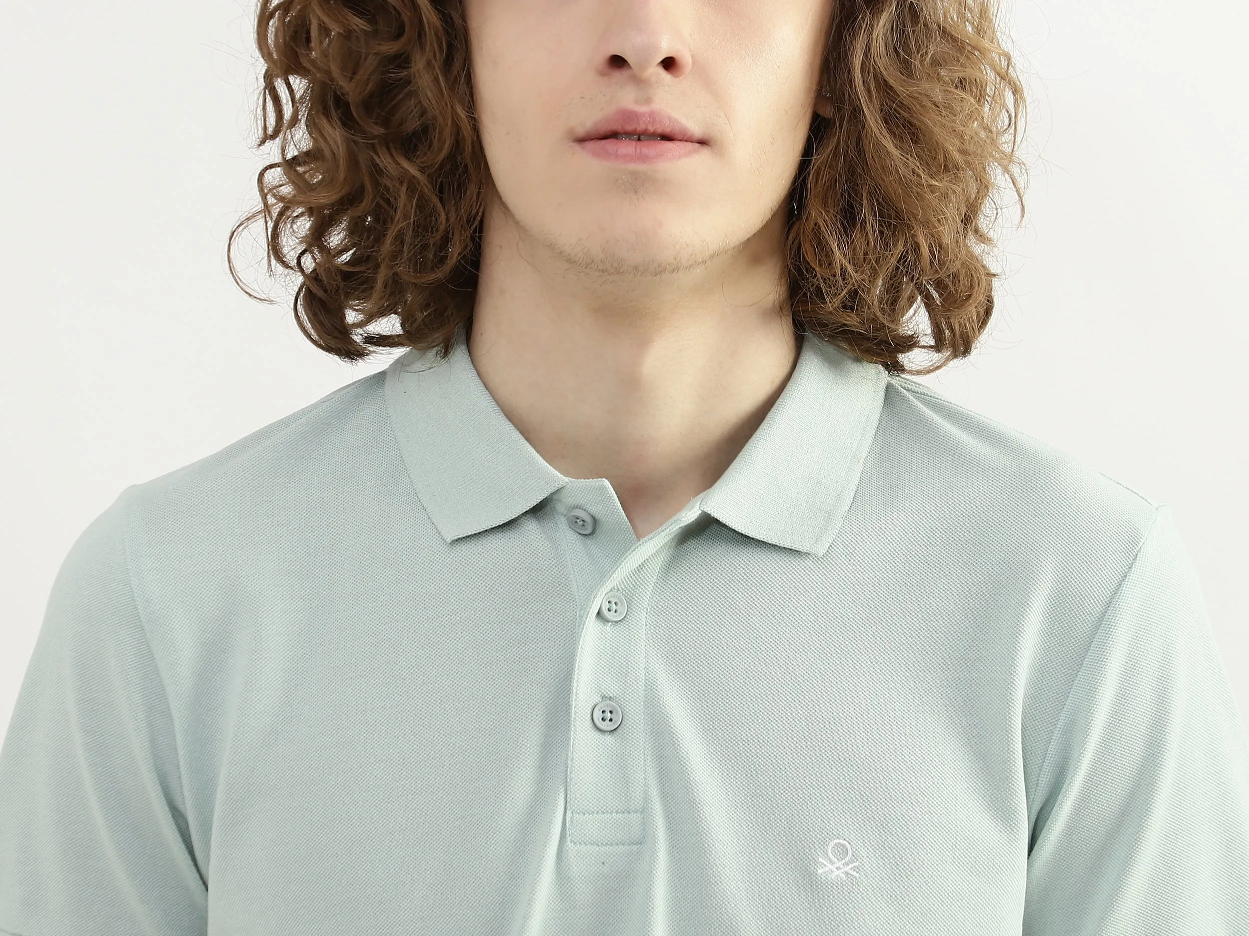 Men Textured Polo Collar T-shirt