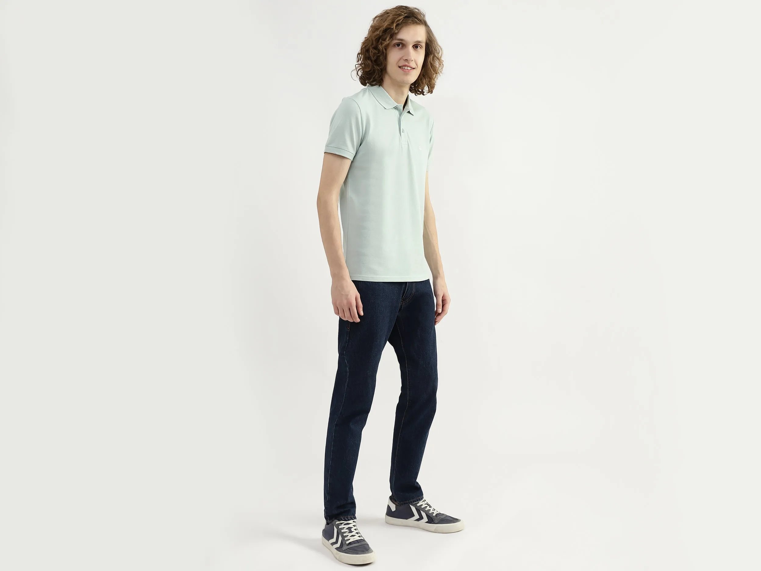 Men Textured Polo Collar T-shirt