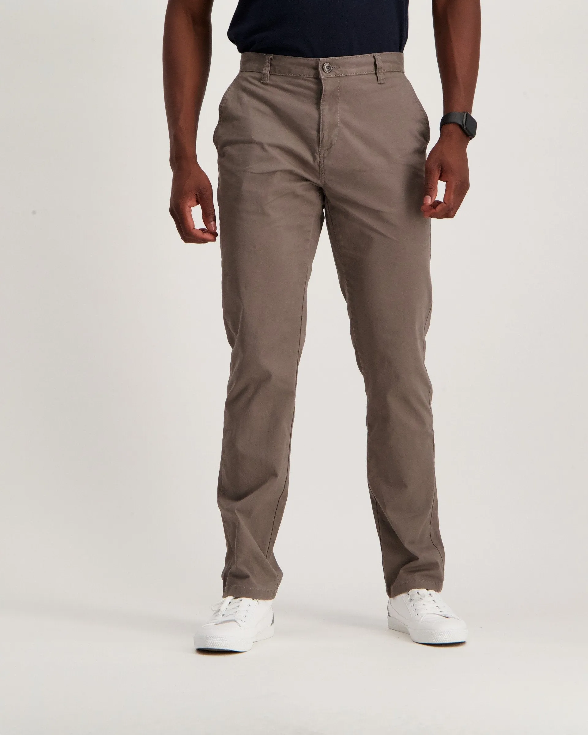 Men's Khaki Straight Stretch Chino Brown