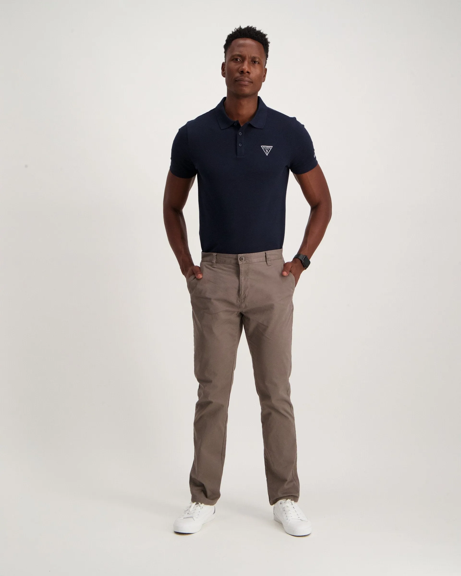Men's Khaki Straight Stretch Chino Brown