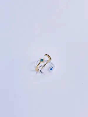 Moon   Blue Star Ring