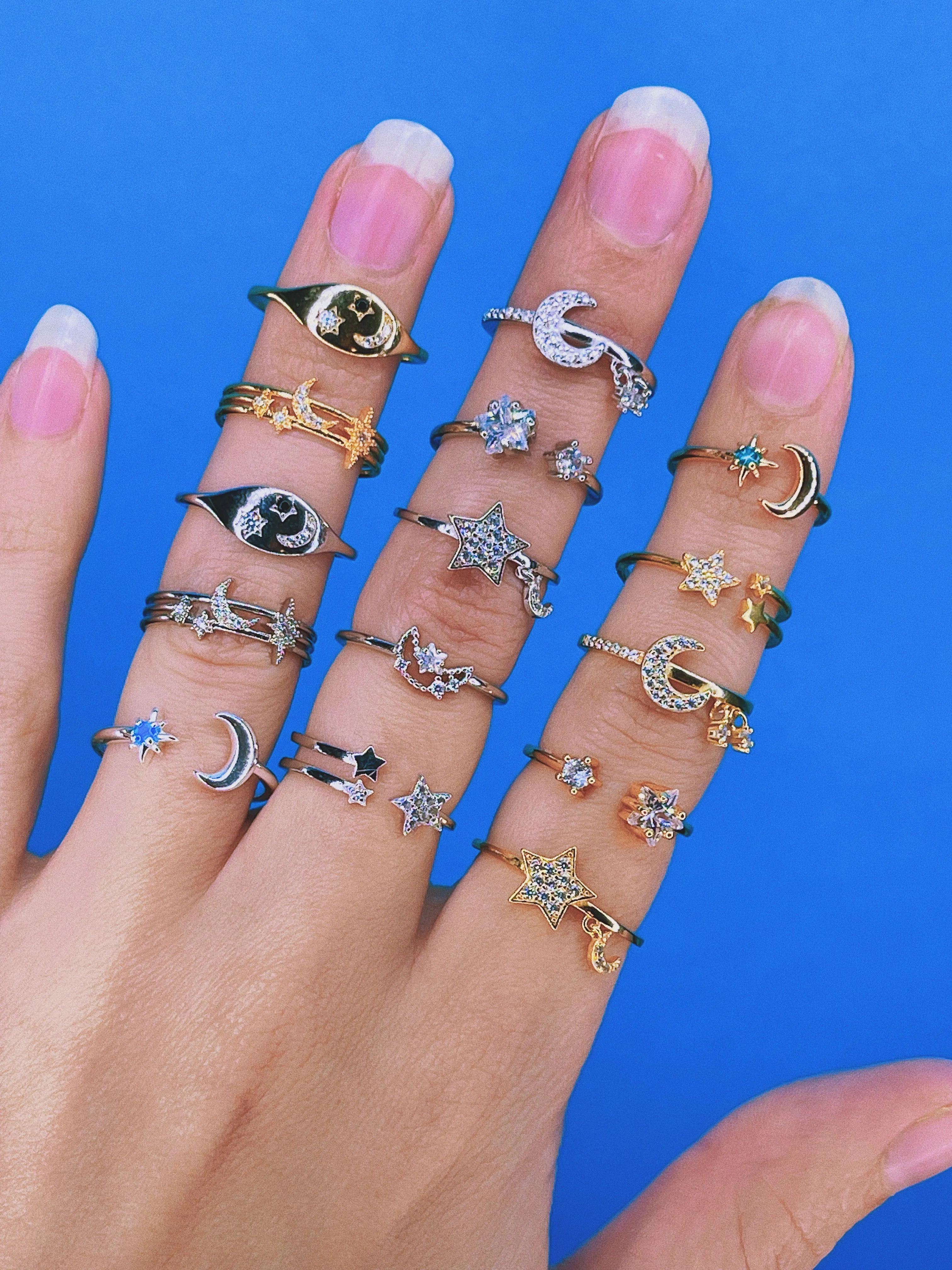Moon   Blue Star Ring