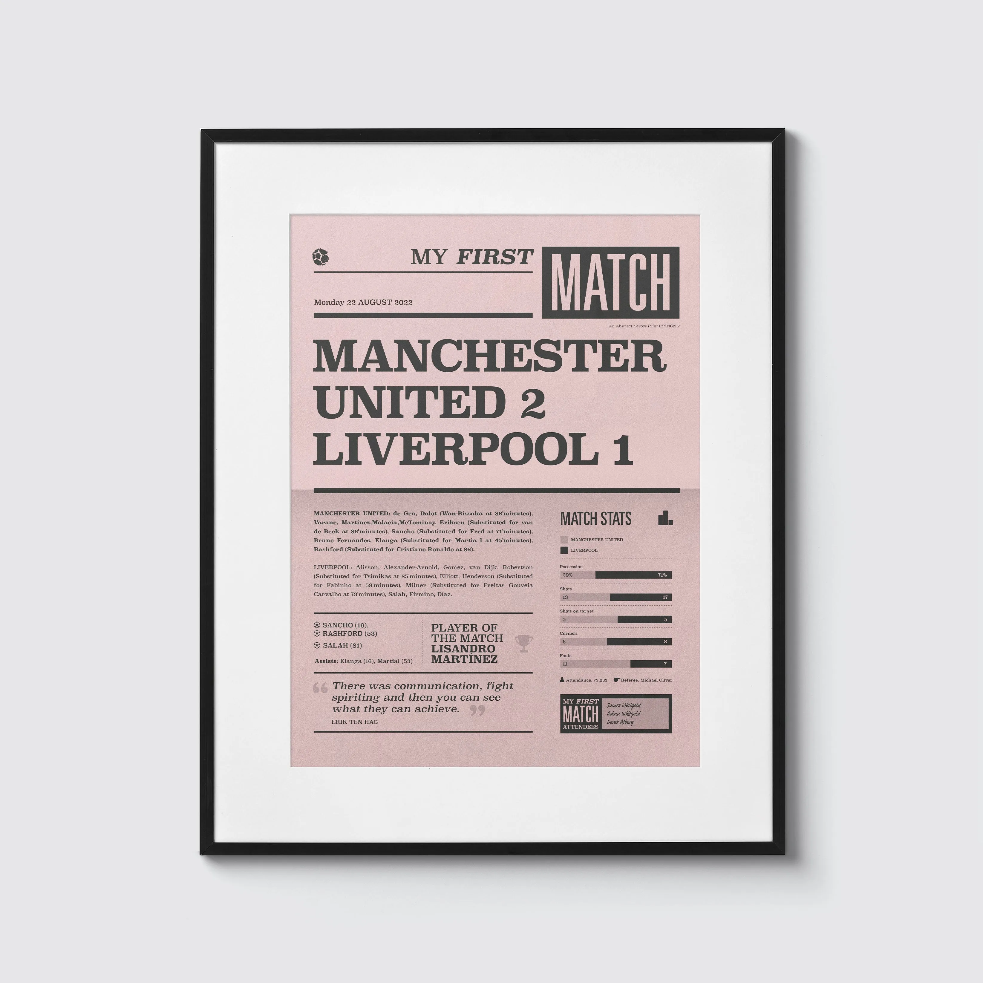 My first match – personalised prints