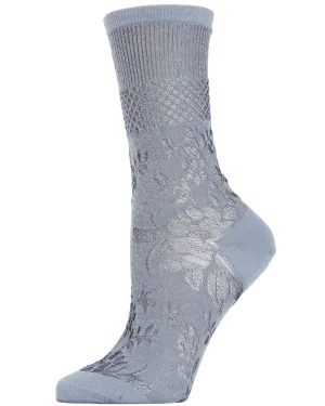 Natori Floral Fields Women's Sheer Crew Socks