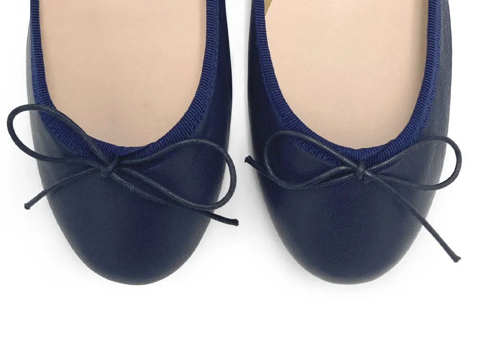 Navy blue leather ballet flats