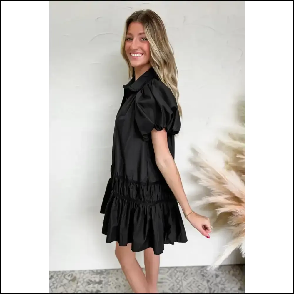 Needful Things: Chic Black Button Dress – Puff Sleeves ! 🖤💀