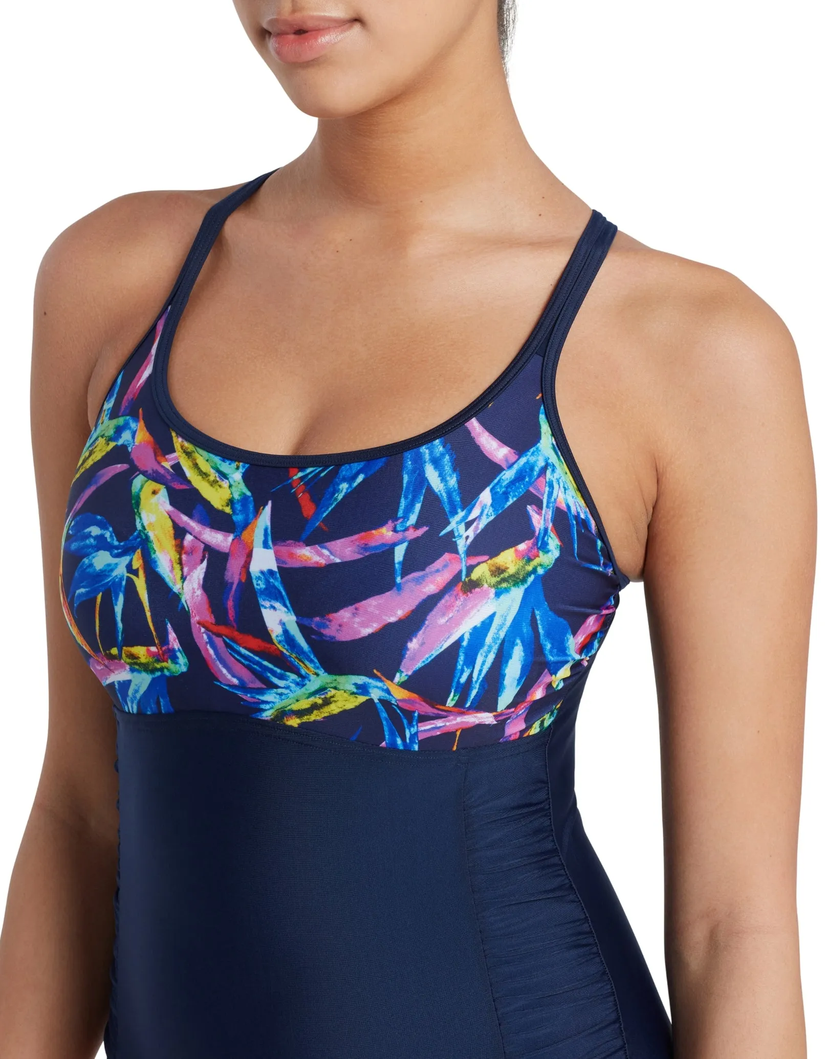 Neon Crystal Multiway Swimsuit - Navy/Pink