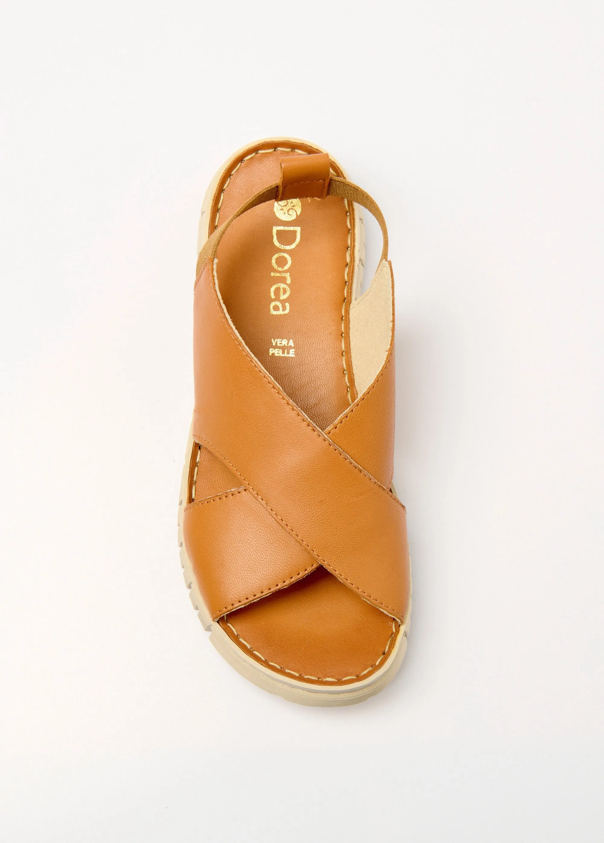 Non-slip sandals with wide crossed straps