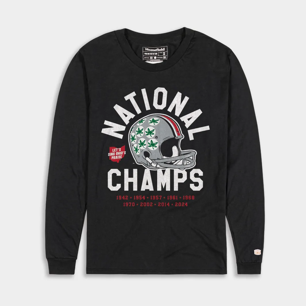 Ohio State Football 2024 National Champions Helmet Stickers Long Sleeve