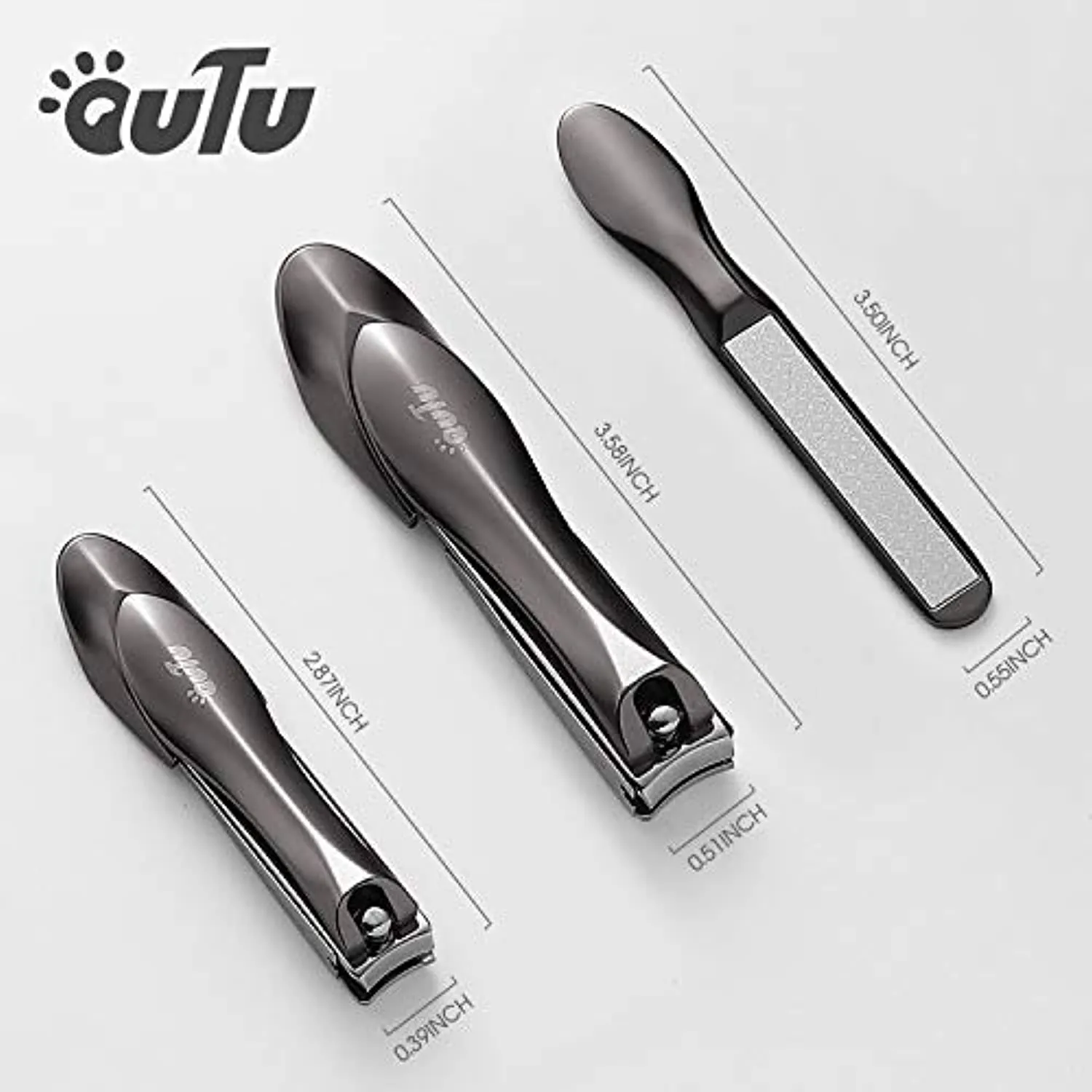OUTU Fingernail Nail Clippers with Catcher, Bionic Design Easy Grip, for Thick Nails(Black)