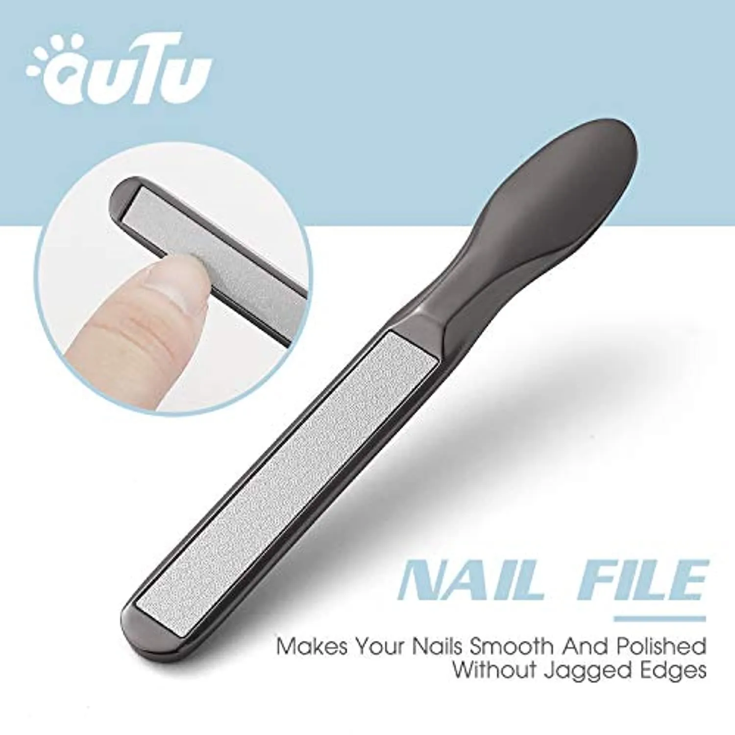 OUTU Fingernail Nail Clippers with Catcher, Bionic Design Easy Grip, for Thick Nails(Black)